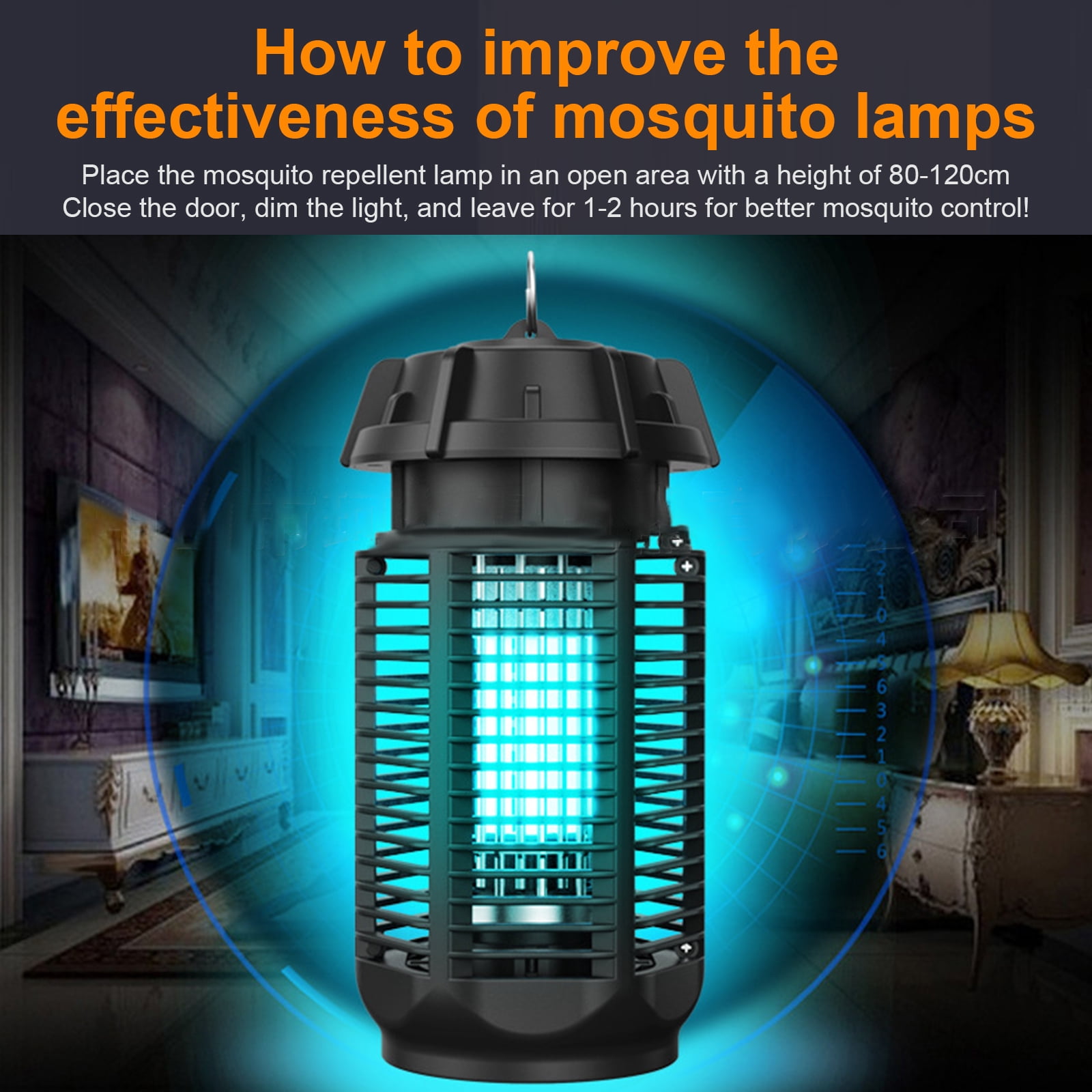YAHHU 20W Electric Shock Mosquito Killer Light Wave Luring Trap Lamp Bug Zapper for Indoor and Outdoor Use, Black, 12.2 in / 31 cm