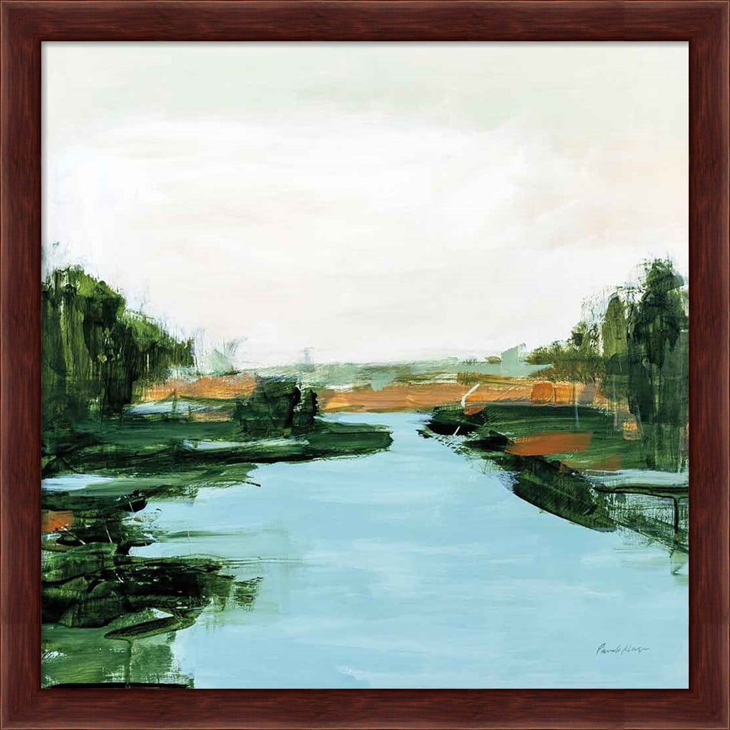 River Flowing Through Mahogany Framed Landscape Print