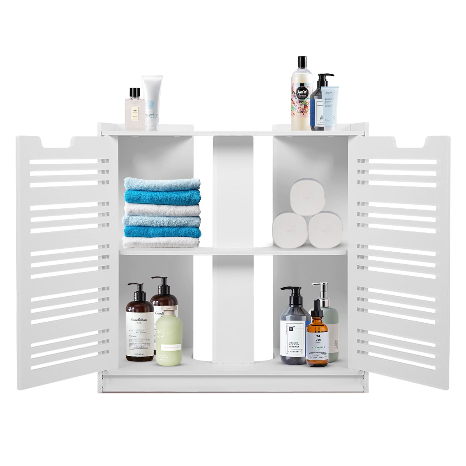 Freestanding Bathroom Vanity Under Sink Pedestal, Basin Sink Storage Cabinet with Double-sided Floor Storage Shelf(Not Include Basin Sink), White