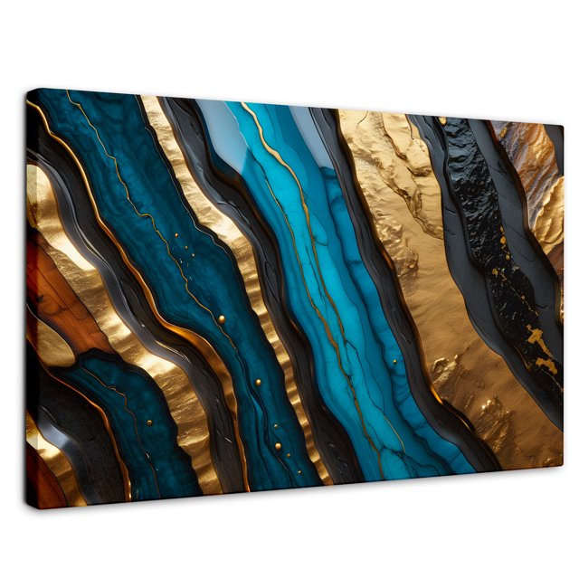 Cuadro Decorativo Canvas Revolution Abstracto Cascadas Turquesa 90x60