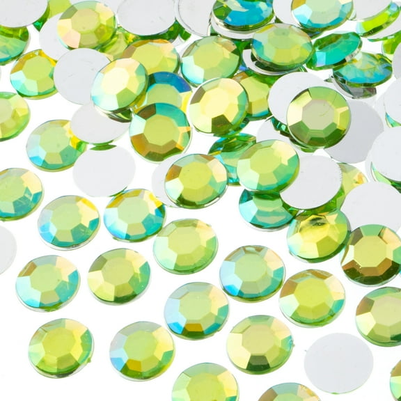 John Bead 400-Piece 12mm (SS50) | Peridot AB Acrylic Round Flat Back Rhinestones