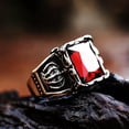 thumbnail image 2 of HOOUN Vintage King Queen Crown Ring Stainless Steel Gothic Red CZ Stone Signet Ring-12, 2 of 3