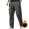 thumbnail image 4 of qolati Men's Heavyweighted Fleece Cargo Pants 2023 Fall Winter Plush Athletic Hiking Jogger Trousers Classic Fit Casual Straight Legs Work Sweatpants, 4 of 6