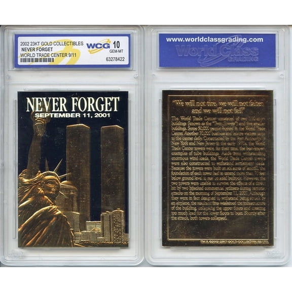 WORLD TRADE CENTER 9/11 First Anniversary 2002 Black Gold Card - Graded GEM MINT 10