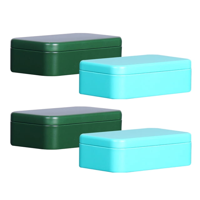 Tarjeta de visita universal de 4 piezas Caja de metal Caja de té de hojalata Caja cuadrada de sellado de metal Mini lata de té portátil para el hogar Trvel (Color aleatorio, 2 piezas / cada uno)