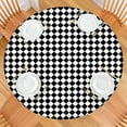 thumbnail image 2 of Black White Diamond Checkered Pattern Round Fitted Tablecloth with Elastic Edge,Dining Table Cover Waterproof,Outdoor Round Tablecloth for Camping,Dining,Indoor and Outdoor, 2 of 7