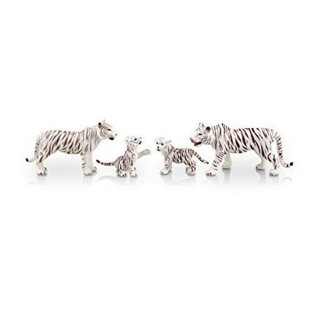 4Pcs Realistic White Tigers Figurines With Tiger Cubs, 2-6"Jungle Animals Figures Family Set Includes Baby Tigers, Educational Toy Cake Toppers Christmas Birthday Gift For Kids Todd
