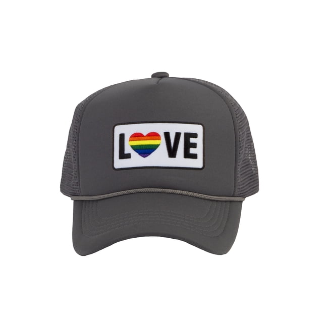 Gravity Threads LGBTQ+ Love Rainbow Heart Patch Trucker Hat - Dark Grey