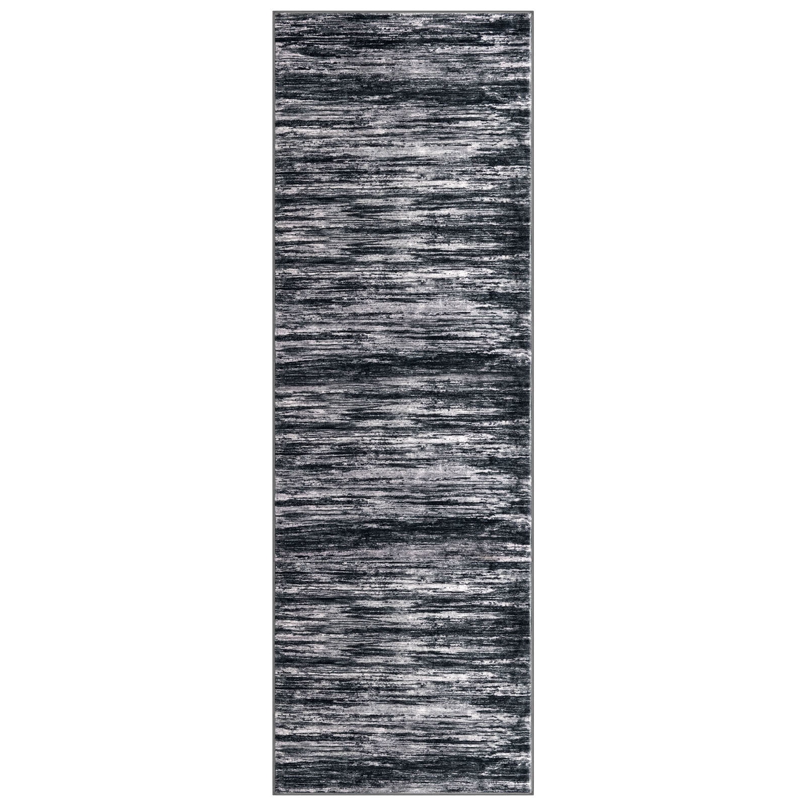 Brisasol Runner Rug for Floor 2x6 Washable Rug Runner Non Slip Carpet Runner Thin Indoor Runner for Hallway Kitchen Bedroom Entryway, Black/White