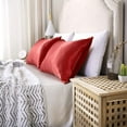 thumbnail image 2 of Auchen Satin Pillow Case, 2 Pack Satin Queen Silky Pillowcase for Hair and Skin, Satin Pillowcase Set of 2-Queen Size(20"x30")Red, 2 of 11