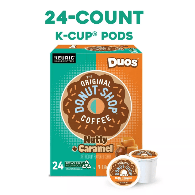 The Original Donut Shop Duos Nutty + Caramel Keurig Single-Serve K-Cup Pods, Medium Roast Coffee - 24ct