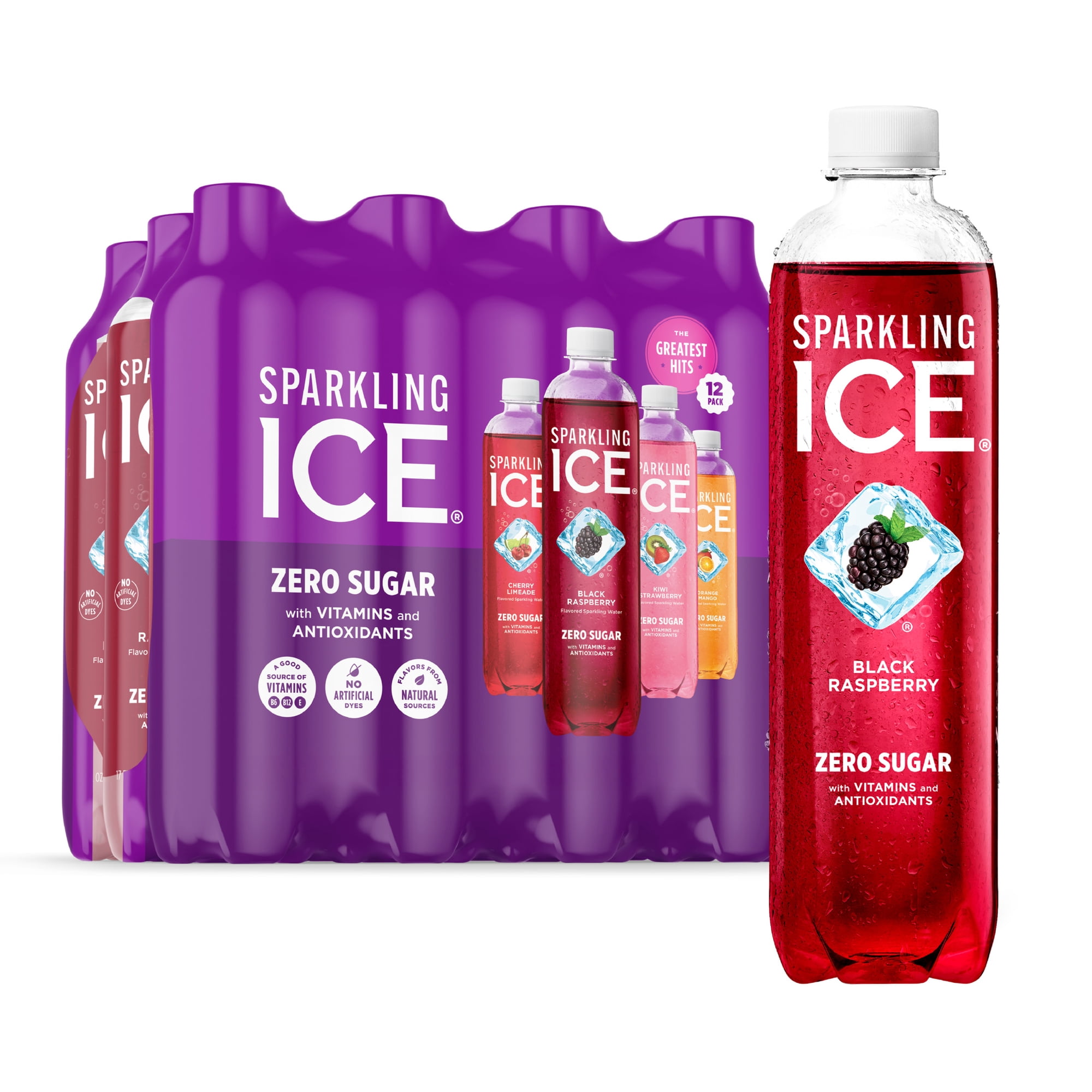 Sparkling Ice Purple Variety Pack, Flavored Sparkling Water, 17 fl oz, 12 count