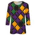thumbnail image 5 of YUGYXL Summer Mardi Gras 3/4 Sleeve Tshirts for Women Fashion Party Mask Printed Loose Blouse Lounge Crew Neck Lightweight Fit Tees Ladies Tunic Tops Carnival Blouse, 5 of 5