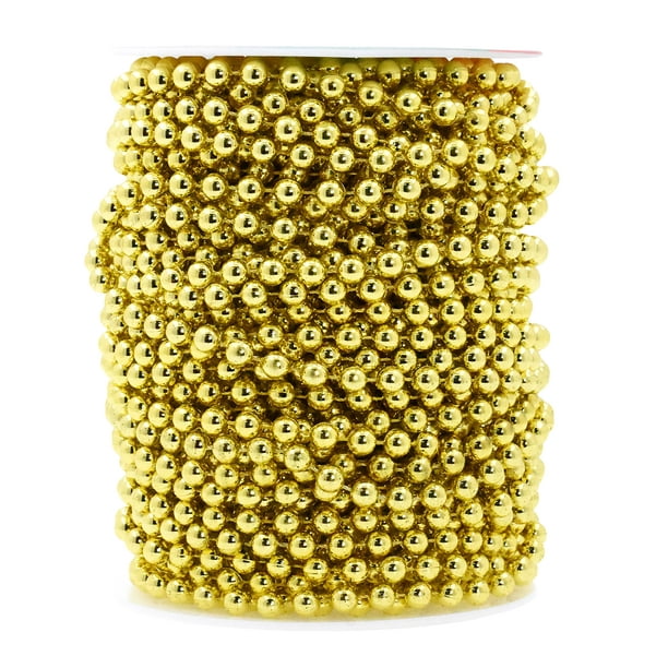 Rollo Garland Mandala Crafts de perlas doradas metálicas falsas de 6 mm, 25 m