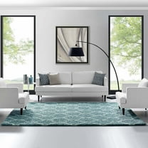 Modway Solvea Moroccan Trellis 8x10 Shag Area Rug in Aqua Blue and Ivory