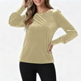 thumbnail image 4 of Diufon Velvet Tops for Women Dressy Casual Crewneck Long Sleeve Pullover Shirts Solid Color Velour Tunic Blouse, 4 of 8