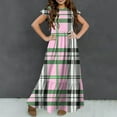 thumbnail image 5 of WRKEKC Girls Dresses Summer Striped Print Short Sleeve Crew Neck Tiered Maxi Dress with Pockets for 6-12 Years Tween Casual Comfortable Outfit, 5 of 7