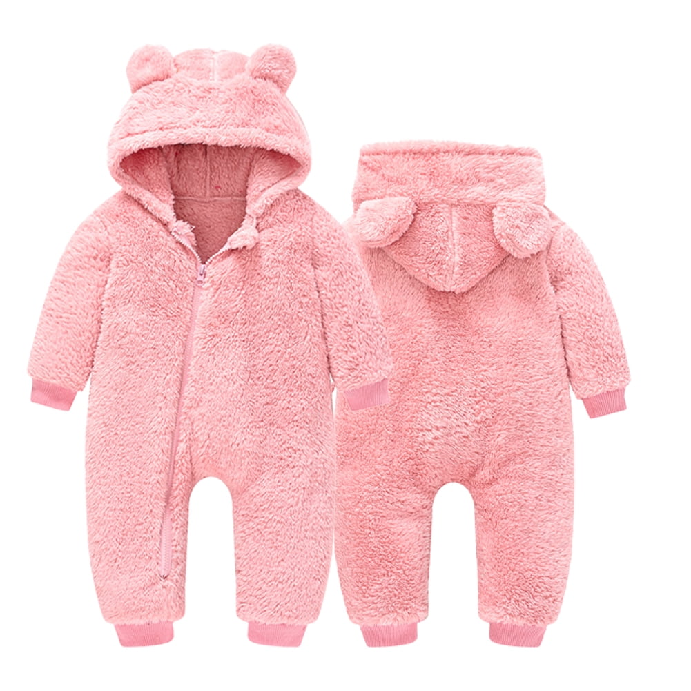 Esaierr Newborn Baby Girls Boys Snowsuit 6 Months-3 Years Fleece Jacket Ears Hooded Jumpsuit Infant Onesie Winter Romper Outwear