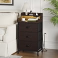 thumbnail image 4 of GUNAITO 3 Drawers Nightstand with Charging Station, Bedside Table with LED Light, Modern End Side Table for Bedroom Living Room，Brown, 4 of 9