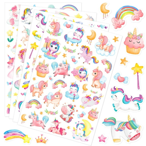 Autocollants Adhésifs Unicorn Roses Mignons Rainbow Magiques Star Unicorn 715 Unités pour Filles Tout-Petits Invitations Anniversaire Enveloppes Décorations Cadeaux Fête Sacs Décorations Récompenses Scolaires