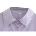 thumbnail image 4 of Women‘s Long Sleeve Shirt  Solid Color Turn-Down Collar Button-Down Loose Fit Blouse  Casual Simple Style Tops, 4 of 7