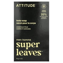 ATTITUDE Super Leaves™, Body Bar Soap, For Men, Amber & Citrus, 4 oz (113 g)