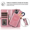 thumbnail image 4 of SaniMore Case for iPhone 15, Magnetic Detachable Wallet PU Leather 2-in-1 Functional Cover Buil-in Multiple Card Slots & Car Mount Wrist Strap Shockproof Protective Shell, Rosegold, 4 of 8
