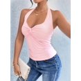 thumbnail image 6 of Halter Tops for Women Going Out Tank Tops Twist Front Slim Fit Backless Sleeveless Y2k Corset Tops Light Pink M, 6 of 10