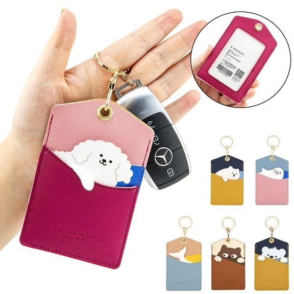 ID Badge Holder with Keychain, Cute Cartoon Card Cover Name Tag Pendant Vertical ID Protector Bage for Nurse Nursing Doctor Teacher Student