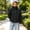 Black, variant on Women Waterproof Windproof Leopard Hooded Jacket Full Zip Stand Collar Two Pockets Water Reactive Outdoor Hiking Camping Blue XS
