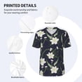 thumbnail image 3 of Zufioo Lilies Flowers Print Men's Baseball Short Sleeve, Moisture Wicking Button-Down Hip Hop Tee-Medium, 3 of 7