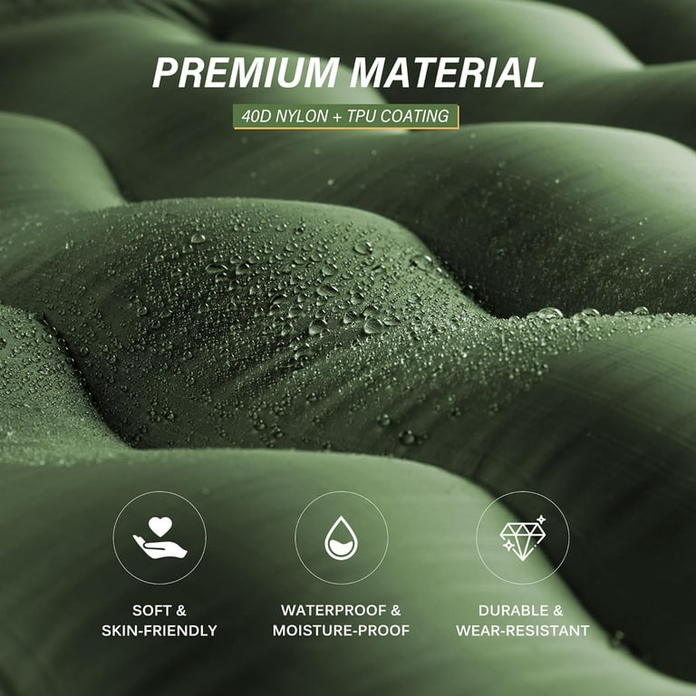 Self-Inflating 6 Inch Thick Camping Sleeping Pad With Built-in Foot Pump - Ultralight For Backpacking