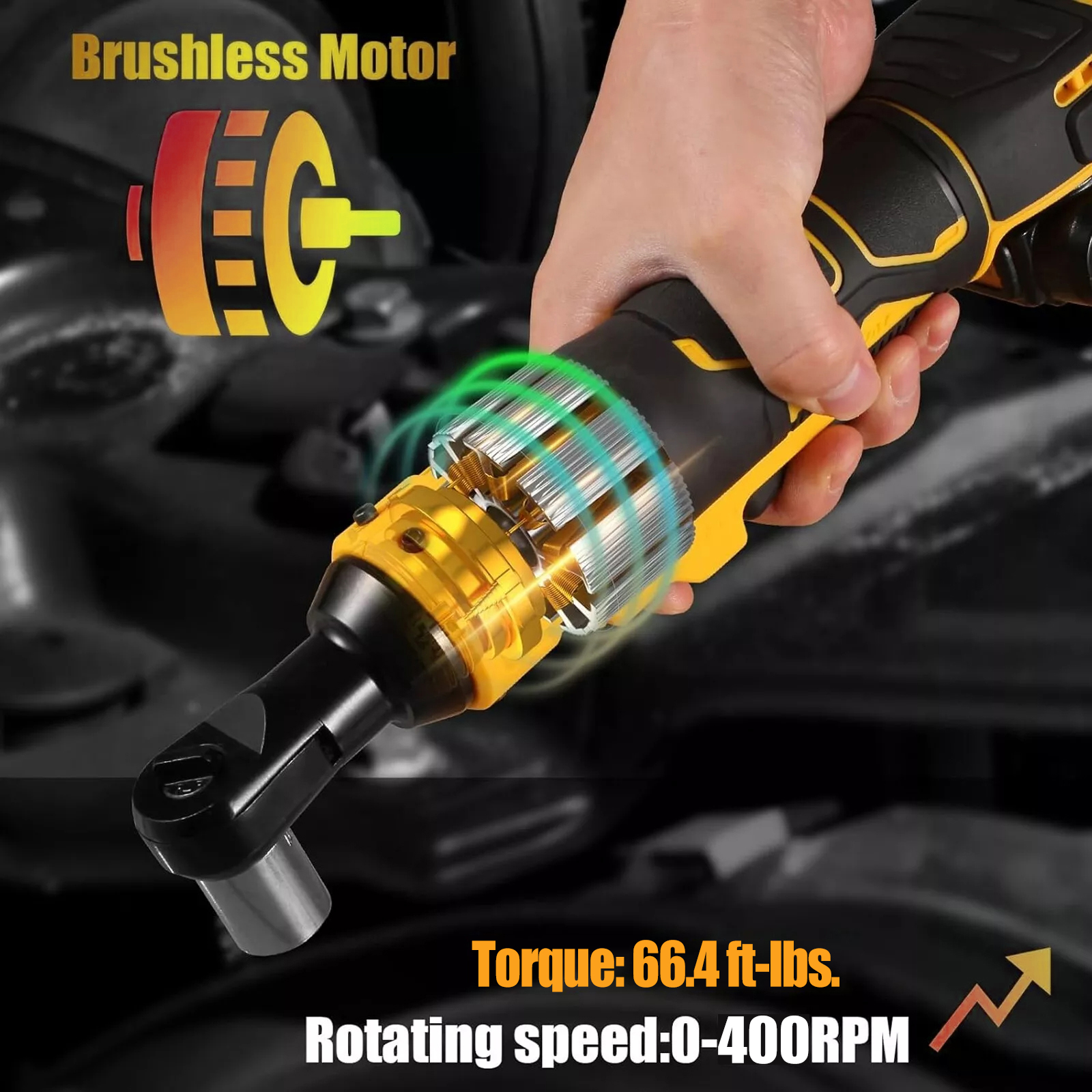 iMesheban 21V Electric Cordless Ratchet 3/8" &1/4" Right Angle Wrench Impact Power Tool w/2 Battery