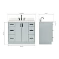 thumbnail image 3 of Ariel Kelly 42 Inch Single Oval Sink Bathroom Vanity With Carrara White Quartz Countertop 1.5 Inch Edge In Grey, 3 of 12