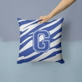 thumbnail image 2 of Letter G Initial Tiger Stripe Blue and White Fabric Decorative Pillow, 2 of 4