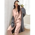 thumbnail image 2 of Women's Classic Button Down Long Satin Silk Pajama Set, 2 of 6
