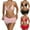 Pinks, variant on Womens 3 Piece Swimsuits Halter Tie Back Bikini Sets Bikinis Thong Lace Cover ups Bottoms Bathing Suit Beach Vacation Swimwear Skirt String