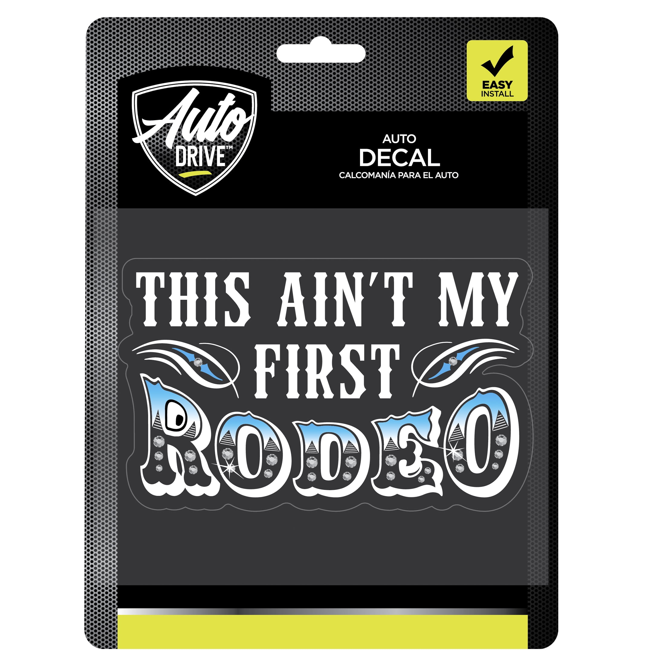 (4 pack) Auto Drive Rhinestone Rodeo Vinyl Vehicle Decal, White, 5.25” x 3.25”