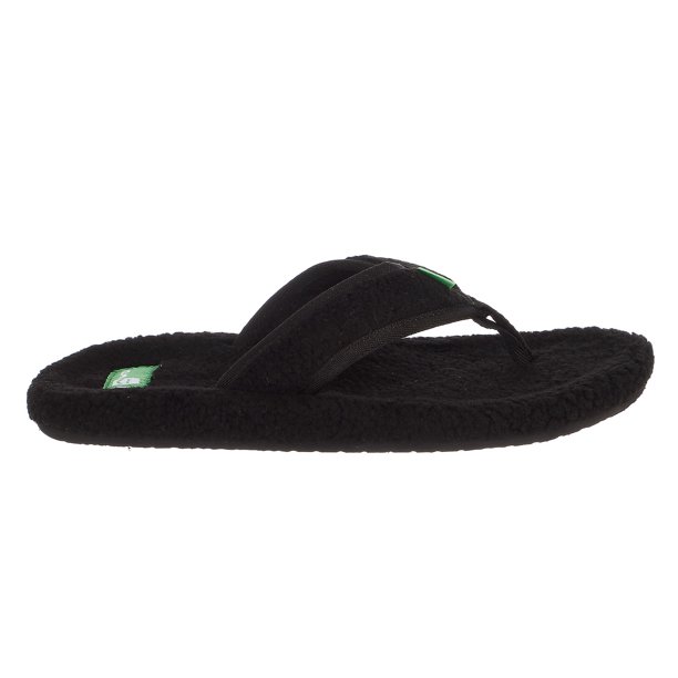 black sanuk flip flops