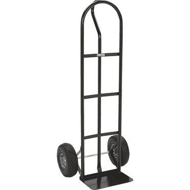 Heavy Load Hand Truck with Pneumatic Wheels 600 Lbs Capacity, 10in Tires, Steel Dolly for Warehouse Office Moving, Black Finish