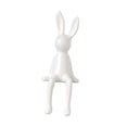 thumbnail image 2 of Estatua de conejo de cerámica, decoración para el hogar, adorno coleccionable moderno y adorable. Blanco, 2 of 9