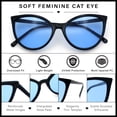 thumbnail image 5 of SA106 Womens Oversized Cat Eye Goth Pop Color Lens Plastic Sunglasses Black Frame - Blue Lens, 5 of 7