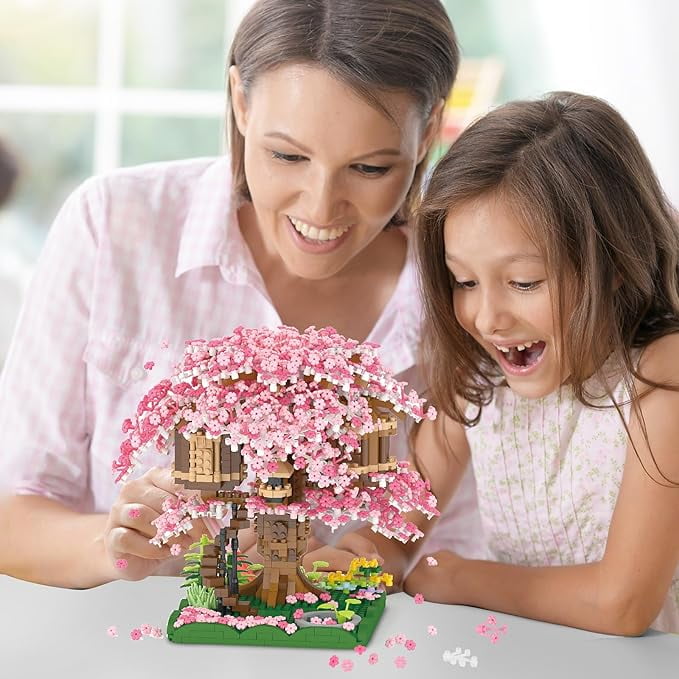 Cherry Blossom Bonsai Tree Mini Micro Building Set, Japanese