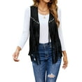 thumbnail image 3 of Faithtur Gilet Hippie pour Femmes Léger Couleur Unie Ouvert devant Sans Manches avec Franges pour Vêtements de Rue, 3 of 7