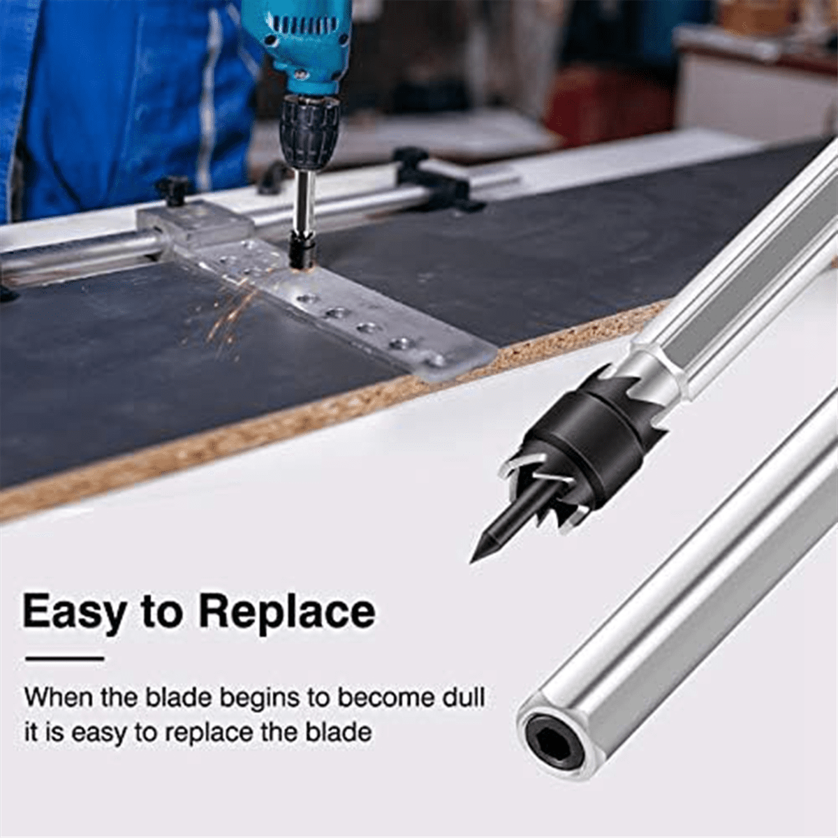 Bestgle 3/8 Double-Sided Spot Weld Cutter Set – HSS Drill Bit With Spring-Loaded Center Pin – Rotary Hole Punch For Power Drills – Removes Welds Without Damaging Panels – Includes 2 Replacement Blades