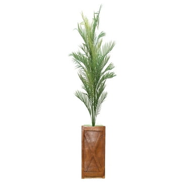 57'' Glow in the dark fake palm tree in a fiberstone planter
