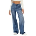 thumbnail image 6 of Women Wide Leg Jeans High Waist Baggy Jean Loose Boyfriend Jeans Denim Pants Y2K Blue S, 6 of 9