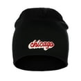 thumbnail image 2 of I&W Classic USA Cities Winter Knit Cuffless Beanie Hat 3D Raised Layer Letters, Chicago Black, White Red, 2 of 2