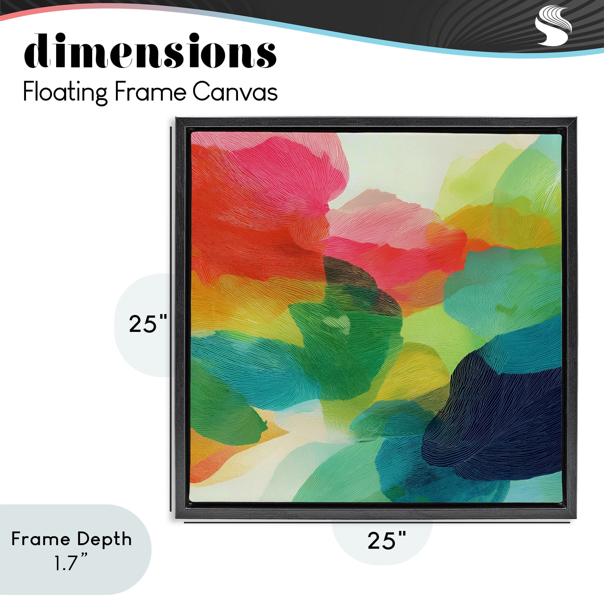 Stupell Industries Vivid Flowing Color Field Black Framed Floater Canvas Wall Art, design by Chromatic Storm Studio