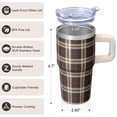 thumbnail image 3 of 20oz Double Wall Stainless Steel Tumbler, Geometric Texture Travel Mug with Handle, Insulated Leak-Proof Cup with Straw, 3 of 5
